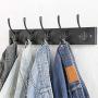 WEBI Coat Rack Wall Mounted, 16’’ Hole to Hole,Coat Hanger Wall Mount,5 Hooks for Hanging Jacket,Coats,Clothes,Hats,Black