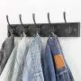 WEBI Coat Rack Wall Mounted, 16’’ Hole to Hole,Coat Hanger Wall Mount,5 Hooks for Hanging Jacket,Coats,Clothes,Hats,Black