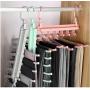 5 in 1 Multi-Functional Pant Rack Shelves Space Safer Stainless Steel Magic Wardrobe Clothing Hangers for Clothes Rack 5pcs Random Color