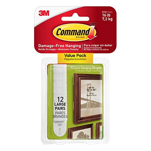 Command 17206-12ES 3M Large Photo Hangers No Tools or Holes, Strong and Versatile, Value Pack, 12 Picture Strips