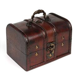 Charminer Big Size Vintage Wood Lock Jewelry Storage Boxes Necklace Treasure Storage Organizer Holder