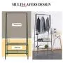 KAREZONINE Freestanding Closet, Double Rod Heavy Duty Garment Rack 2-Tier Metal Hanging Clothes Rack Portable Closet with Bottom Shelves for Shoes Storage - Black