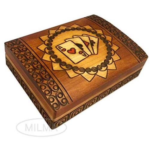 Double Deck Playing Card Boxes Polish Handmade Wood Keepsake Box