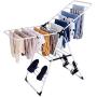 Tangkula Clothes Drying Rack, Collapsible Laundry for Sweaters Socks Underwear with Shoe Holder & 2 Shelves, Study Steel Frame Space Saving Adjustable Hanging Foldable Drying Rack (White)