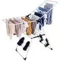 Tangkula Clothes Drying Rack, Collapsible Laundry for Sweaters Socks Underwear with Shoe Holder & 2 Shelves, Study Steel Frame Space Saving Adjustable Hanging Foldable Drying Rack (White)