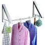 Clothes hanger QFFL Clothes Pole Wall Mounted Aluminum Folding Wall Hanger Rack Space Saving Clothes Storage Organiser for Laundry/Bathroom/Utility Room/Bedroom/with [Clothesline Pole] Hangers