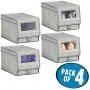 mDesign Fabric Home Storage Boxes Bin - Clear Window, Hinged Lid - Holder for Mens and Womens Dress Shoes, Boots, Pumps, Sandals, Flats - Modern Closet Organizer Solution - Small, 4 Pack - Gray mDesign Fabric Home Storage Boxes Bin - Clear Window, Hinged Lid - Holder for Mens and Womens Dress Shoes, Boots, Pumps, Sandals, Flats - Modern Closet Organizer Solution - Small, 4 Pack - Gray