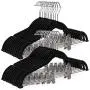 SONGMICS 30-Pack Pants Hangers, 16.7 Inch Velvet Trousers Hangers, with Adjustable Clips, Heavy Duty, Non-Slip, Space-Saving, for Pants, Skirts, Coat, Dresses, Tank Tops, Black UCRF12B30 SONGMICS 30-Pack Pants Hangers, 16.7 Inch Velvet Trousers Hangers, with Adjustable Clips, Heavy Duty, Non-Slip, Space-Saving, for Pants, Skirts, Coat, Dresses, Tank Tops, Black UCRF12B30