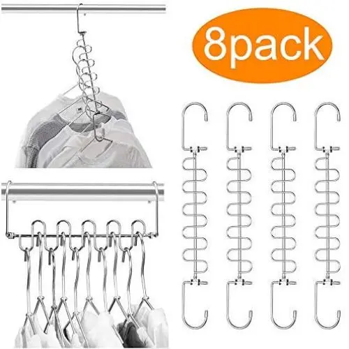 Meetu Closet Organizer 9.5 Inch Cloth Hanger Magic Space Saving Hangers for Closet Wardrobe Closet Organization Closet System (Pack of 8) Meetu Closet Organizer 9.5 Inch Cloth Hanger Magic Space Saving Hangers for Closet Wardrobe Closet Organization Closet System (Pack of 8)