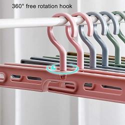 ZYH-Shelf Plastic Hangers, 10 Pack Dry Wet Clothes Hangers 360 Degrees Swivel Coat Hangers Nonslip Multifunction Pants Skirt Hanger,Pink