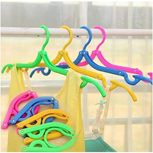 Travel Portable Cloth Hanger Rack Non-Slip Plastic Foldable Drying Clothespin Trouser Coat Towel Socks Storage 10pcs Random Color