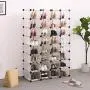 SONGMICS Shoe Rack, Space Saving 32-Pair Plastic Shoe Units, Cabinet Storage Organizer, Ideal for Entryway Hallway Bathroom Living Room, 35.8 L x 14.2 W x 54.7 H Inches, White ULPC48S