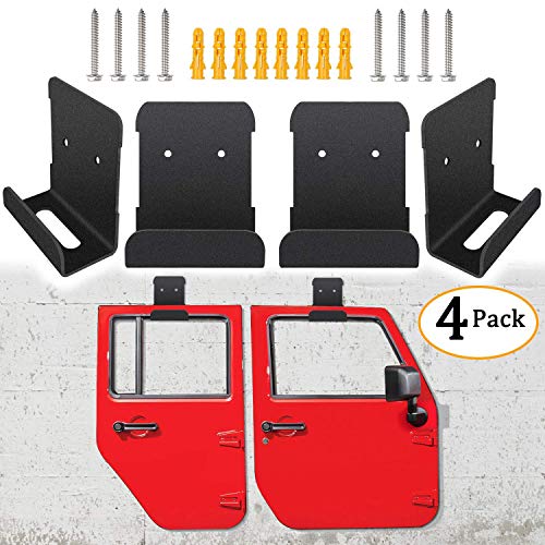 Sunluway for Jeep Wrangler CJ YJ TJ LJ JK JKU and All New JL Door Storage Hanger Rack Bracket Hanging (Pack of 4)