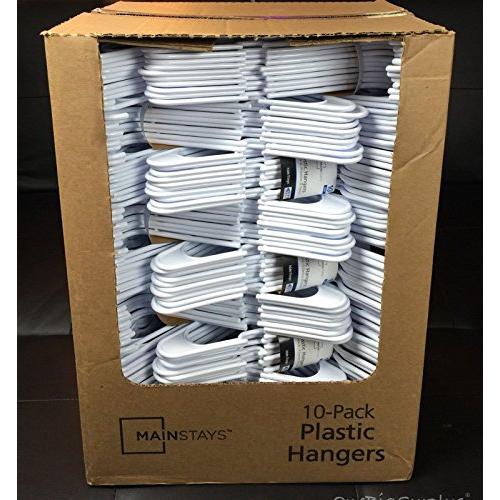 Lot 100 Mainstays Plastic Tubular Slotted White Adult Clothing Clothes Hangers