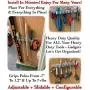 Mop and Broom Holder Wall Mount with 2 Aluminum Racks + 4 Grippers + 12 Utility Hooks for Laundry Room, Kitchen & Storage Organizer. Tools Hanger, Cleaning Gears Hook Rack & Garden Tool Organization.