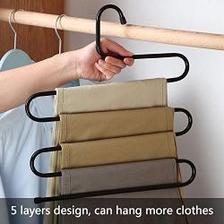 devesanter Pants Hanger Multi-Layer S-Style Jeans Trouser Hanger Closet Stainless Steel Rack Space Saver for Tie Scarf Jeans Clothes（4 Pack ）