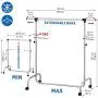 Tatkraft Falcon Garment Rack, Clothes Rack on Wheels, Adjustable Length & Height, Chromed Steel Tatkraft Falcon Garment Rack, Clothes Rack on Wheels, Adjustable Length & Height, Chromed Steel