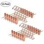 Amber Home Add-On Shiny Rose Copper Gold Metal Clothes Pant Skirt Slack Hangers Clothing Hangers with 2-Adjustable Clips (12 Pack)
