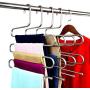 HKOrion Trousers Pants Clothes Hangers Closet Storage Organizer Stainless Steel Multipurpose for Jeans, Scarf, Ties, Legging S Shape Wardrobe Space Saver 5 Layers Hanger Pack of (1) Piece