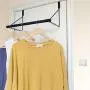 Magicfly Over The Door Closet Rod, Heavy-Duty Over The Door Hanger Rack with Hanging Bar for Coat, Towels Holder, Freshly Ironed Clothes, Black