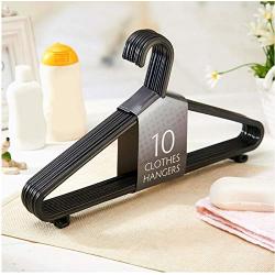 10pcs Black Non-Slip Suit Hangers for Adult Clothing Multi-Functional Home Clothes Hangers Space Saving Organizer