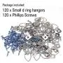 Jetovo 120 Pcs Small D Ring Picture Hangers Frame Hanging Hangers Single Hole with Screws for Picture Painting Frame Cross-Stitch - Silver