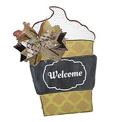 Laugh A Latte Door Hanger, Welcome Fall Mocha Wood Wreath Sign, Thanksgiving Fall Decorations