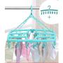 Folding Drying Rack Windproof Plastic Clothespin Drying Socks Hanger Multi-Clip Baby Hanger Sock Dryers (Color : Blue, Size : 24 Clips)