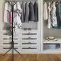 Free-Standing Coat Rack Metal Stand - Hall Tree Entry-Way Furniture Best for Hanging Up Jacket, Purse, Hand-Bag, Cloth, Hat, Winter Scarf Holder - Home or Office Floor Hanger 12-Hooks Organizer, Black