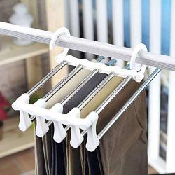Grey990 Stainless Steel Multi-Layer Clothes Pants Hangers Wardrobe Jeans Storage Rack White