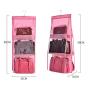 Wangmeili 6 Pockets Handbag Hanging Purse Storage Anti-dust Cover Large Clear Bag Holder Organizer Closet Rack Hangers Save Space (Pink)