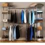 Seville Classics Expandable Double-Rod Clothes Rack Closet Organizer System, 58" to 83" W x 14" D x 72", Plated Steel