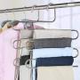 CloversStar 1 Pack Stainless Hanger S Type for Pants Trousers Clothes Towel Scarf Space Saving Closet Organizer 5 Layers