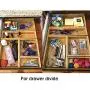 Simhoo Bamboo Stackable Drawer Organizer and Desk Storage Box/Tray for Office Supplies,Junk,Crafts,Sewing Small Daily Use Articles 5 Boxes Adjustable Organization(1sets)