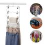 HOUSE DAY 6 Tiers Skirt Hangers with Clips Space Saving Pants Hangers,2 Pack Multi Slack Skirt Hanger with Clips Metal Pants Hnager for Slack, Trouser, Jeans,Towels,Sliver