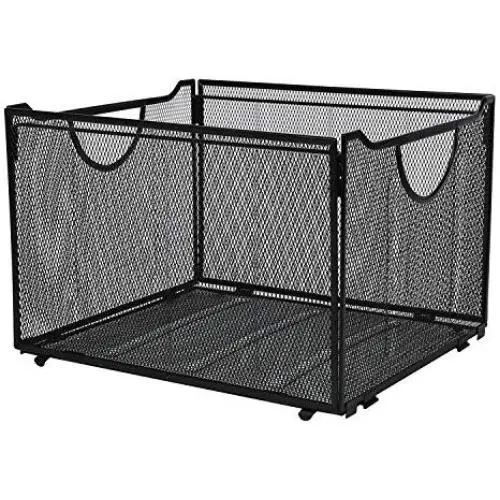 CLATINA Office Metal Mesh File Organizer with Handle Letter Storage Crate Folder Holder Boxes for Home Desk Black CLATINA Office Metal Mesh File Organizer with Handle Letter Storage Crate Folder Holder Boxes for Home Desk Black