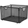 CLATINA Office Metal Mesh File Organizer with Handle Letter Storage Crate Folder Holder Boxes for Home Desk Black