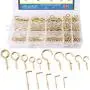 Glarks 213-Pieces Brass Plated Screw Eyes & Screw-in Ceiling Cups Hooks & Square Bend Hooks Assortment Set Kit for Hanging
