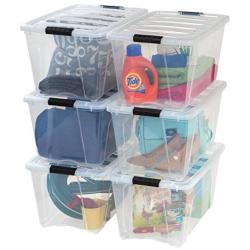 IRIS 53 Quart Stack & Pull Box, 6 Pack, Clear