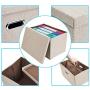 File Storage Box, Collapsible Decorative Linen Filing & Storage, Portable Office Document Organizer | Letter/Legal (Beige, 1 Pack)