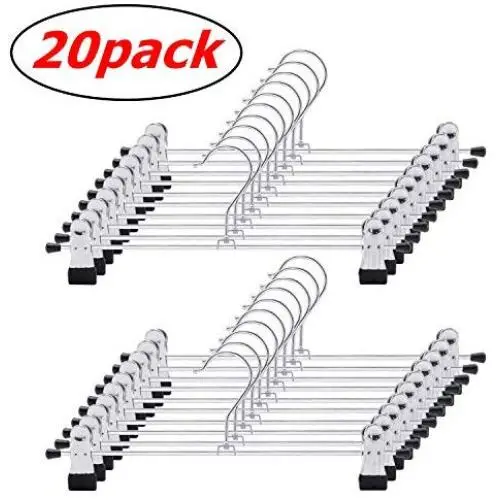 SAVICOS Pants Hangers - 20 PCS Skirt Hangers Pants Hanger with Clips Metal Pant Hangers Space Saving for Pants Skirts Clothes SAVICOS Pants Hangers - 20 PCS Skirt Hangers Pants Hanger with Clips Metal Pant Hangers Space Saving for Pants Skirts Clothes
