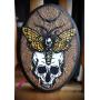 Deaths-Head Hawkmoth on Skull Crescent Moon Hand Made 4 Hook Jewelry Key Hanger Organizer