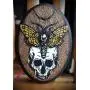 Deaths-Head Hawkmoth on Skull Crescent Moon Hand Made 4 Hook Jewelry Key Hanger Organizer Deaths-Head Hawkmoth on Skull Crescent Moon Hand Made 4 Hook Jewelry Key Hanger Organizer