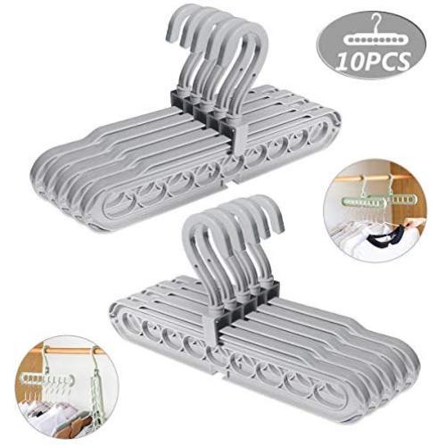Mchuxin Magic Hanger -Family Essentials Clothes Hangers, Space Saving Multi-Functional Non-Slip Clothes Organizer, 360°Degree Swivel Cascading Hanger (Gray)