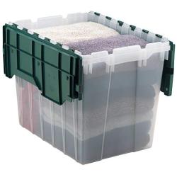 Akro-Mils 66497CLDGN 21-1/2 x 15 x 17" Semi Clear 18 gallon Plastic Storage Keep Boxes with Attached Lid