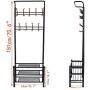 Peatao Heavy Duty Garment Rack Multi-Purpose Coat Clothes Stand with 3-Tier Shoes Rack and Hanger Bar