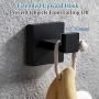 Home Storage Hook, Aomasi SUS304 Stainless Steel Square Robe Towel Hook Utility Clothes Hanger for Bathroom Kitchen Wall Mount, Matte Black