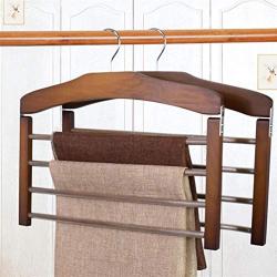 Bright Sun (5 Pcs) 360° Hook Wood 4 Layer Trousers Pants Jeans Scarf Clothes Hanger Rack Organizer #0VNH