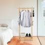 LANGRIA Foldable Bamboo Clothes Laundry Rack with 4 Side Hooks Lower Shoe Shelf for Extra Storage Space A-Frame Design Garment Stand, Bamboo Natural Color LANGRIA Foldable Bamboo Clothes Laundry Rack with 4 Side Hooks Lower Shoe Shelf for Extra Storage Space A-Frame Design Garment Stand, Bamboo Natural Color