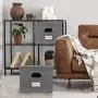 Beautiful File Organizer Boxes Set of 2 - Collapsible Linen Filing Boxes for Easy File Folder Storage